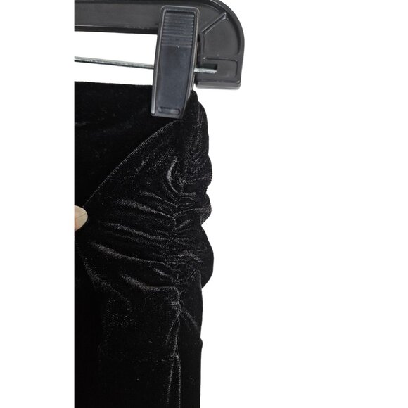 Susan Lawrence Women's Black Velvet Wide-Leg Pull On Pants L Side Waist Ruching - Picture 6 of 10